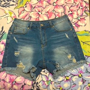 Distressed Jean shorts, size large
